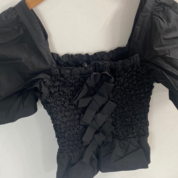 (AA4) En Saison Matisse Bow-Front Peplum Blouse, Black, Size Medium, NWT - Picture 13 of 16